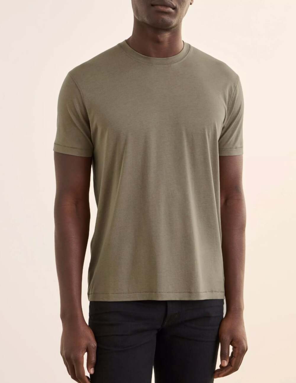 TOM FORD Lyocell-Cotton Crewneck T-Shirt in Taupe/Green Size 48 or US Medium